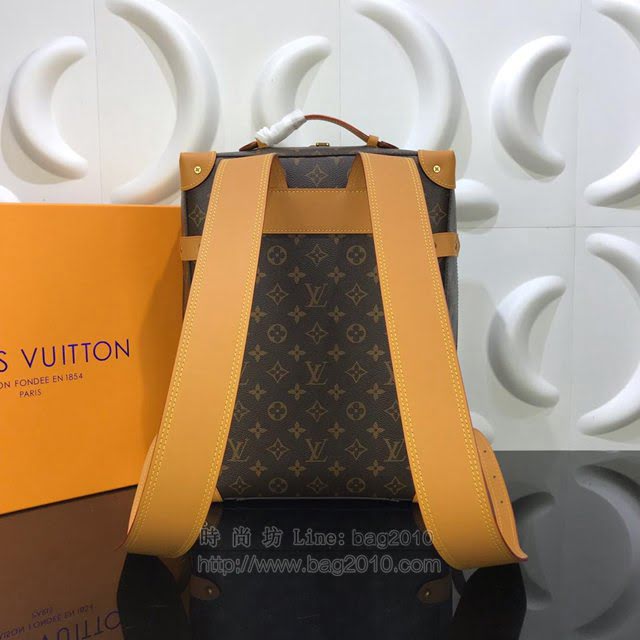 LV雙肩包 M44752 路易威登SoftTrunk小號雙肩包 縫綴鉚釘邊角 LV男背包 LV手提袋  ydh3109